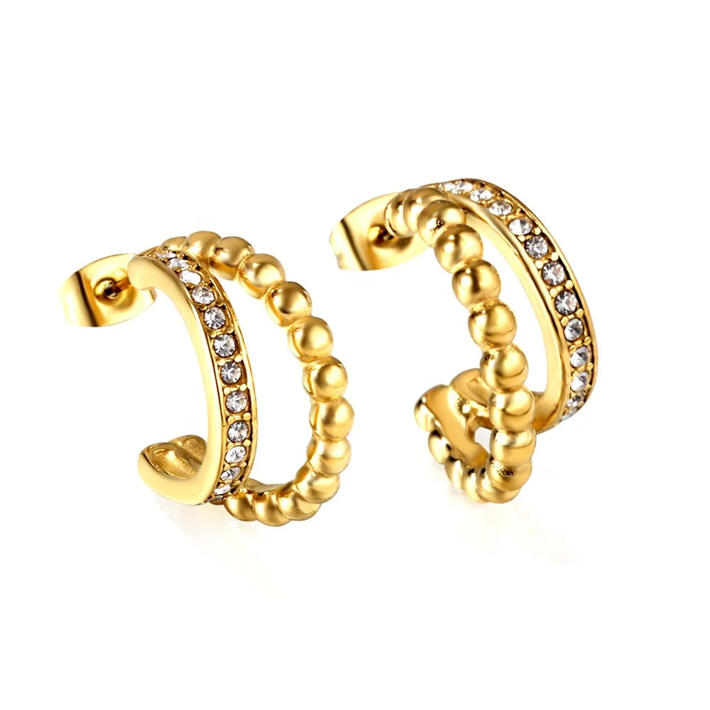 Argollas Doble Circones Waterproof - Joya en acero inoxidable enchapado en oro 18k - D'Merys