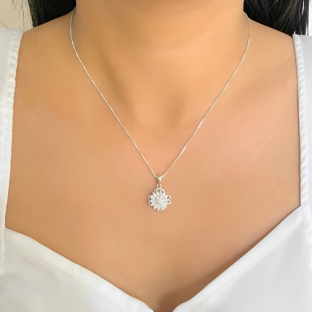 Collar Girasol Giratorio Antiestrés Plata 925 - Joya en plata 925 - D'Merys