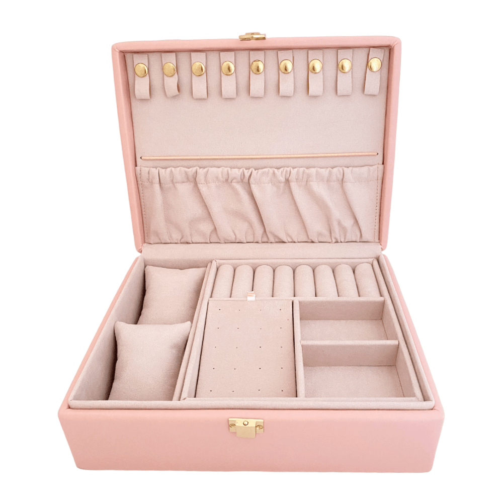 Joyero Rosa Maxi - Organizador de anillos, aretes y collares - Azzia joyería