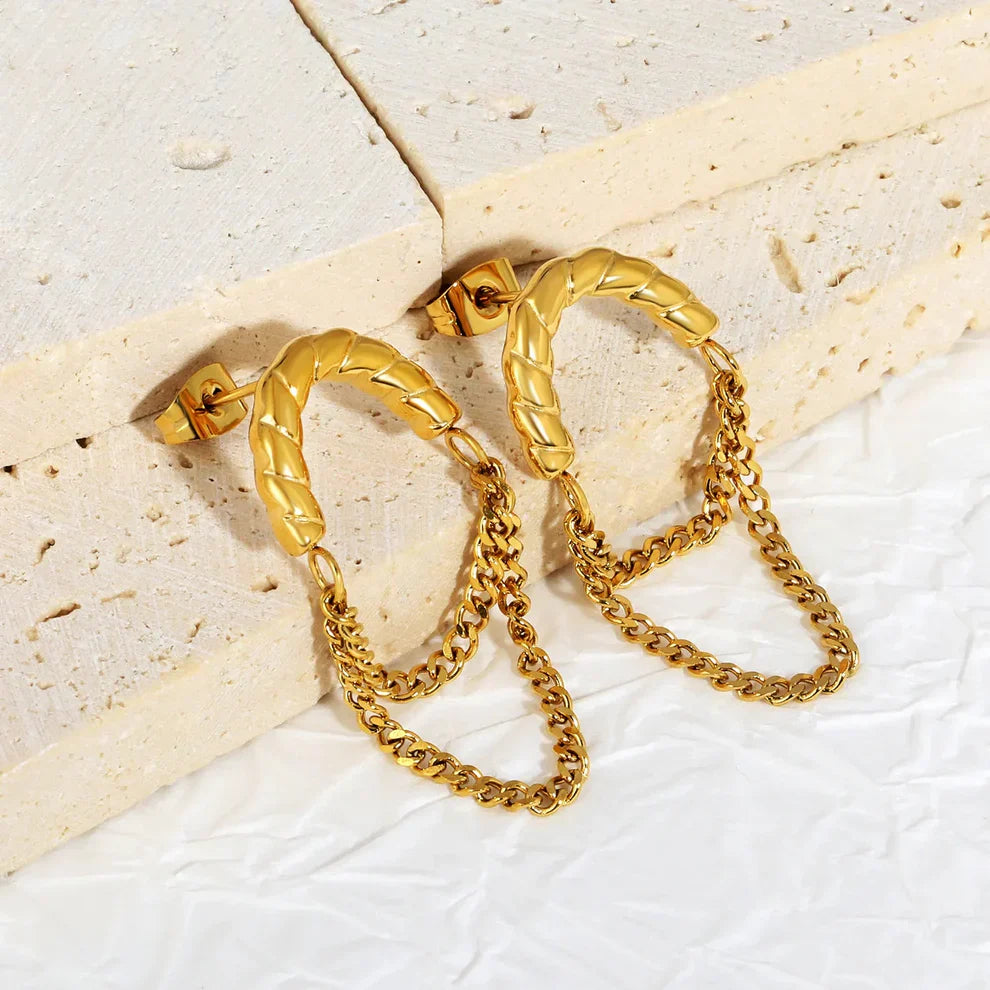 Aretes Eslabones Cascada Waterproof    - AZZIA JOYERIA