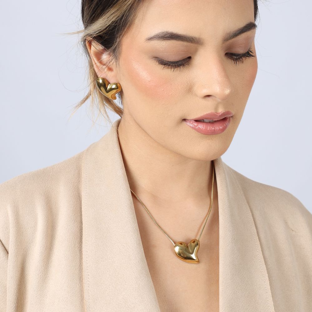 Set de Collar y Aretes Radiante Corazón Waterproof