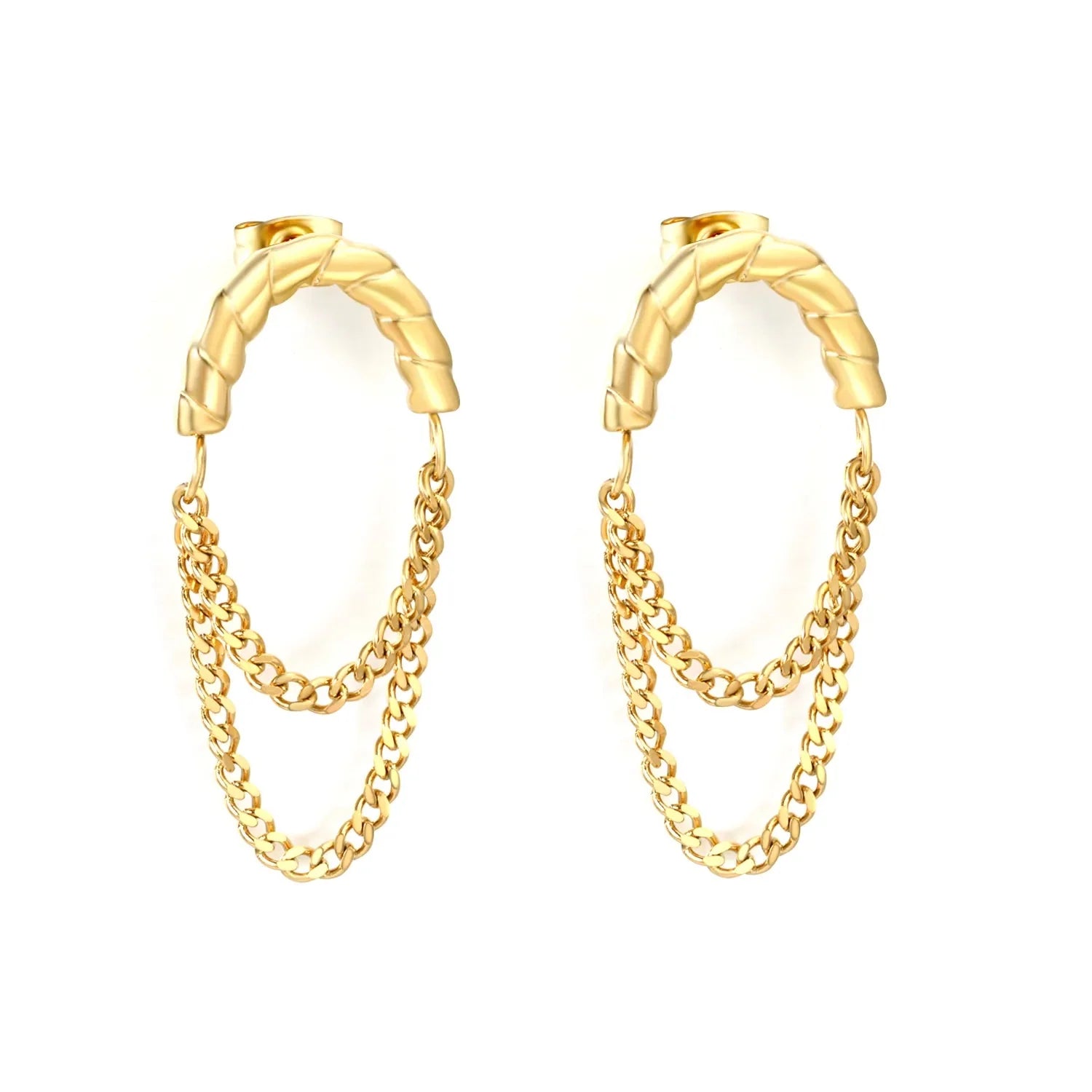 Aretes Eslabones Cascada Waterproof    - AZZIA JOYERIA