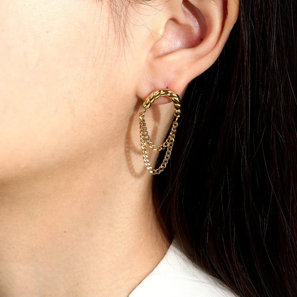 Aretes Eslabones Cascada Waterproof    - AZZIA JOYERIA