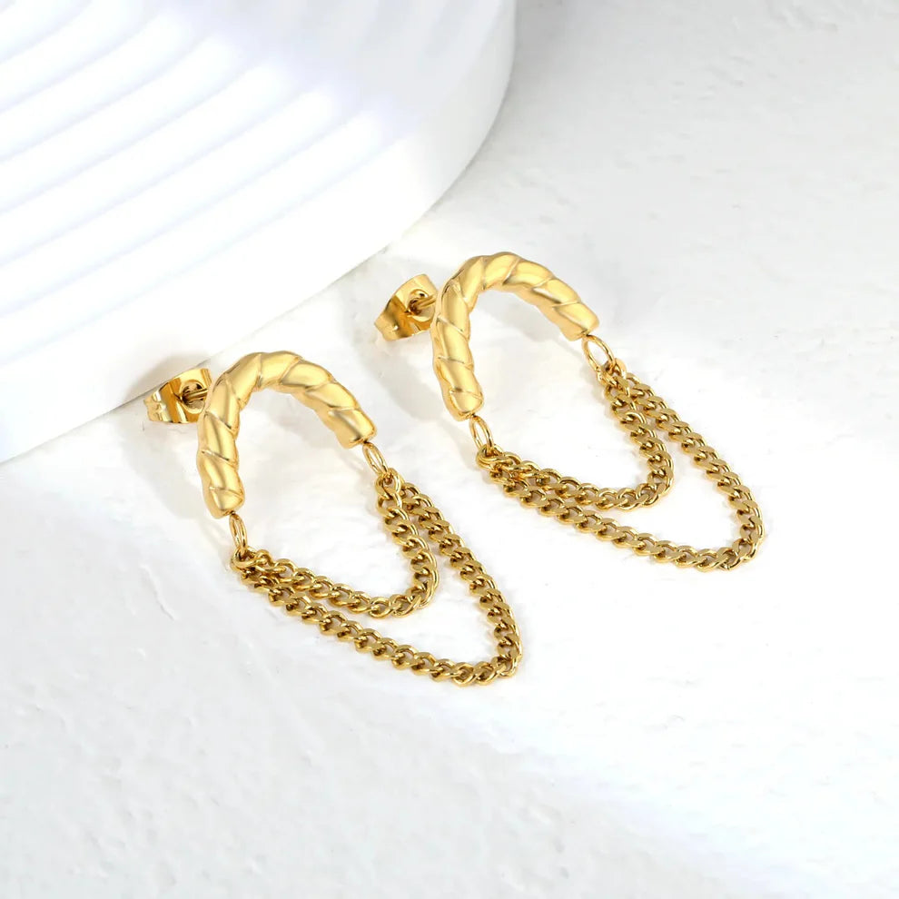 Aretes Eslabones Cascada Waterproof    - AZZIA JOYERIA