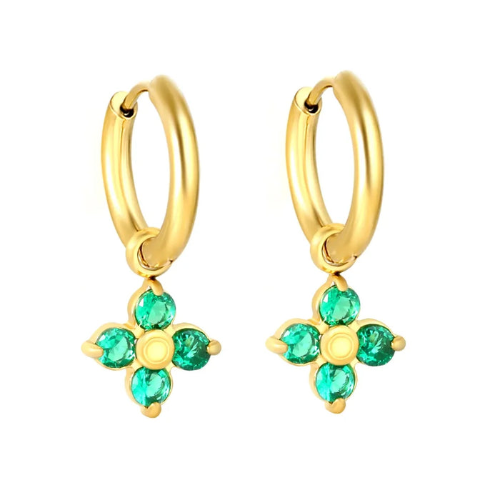 Aretes Zircones Green Waterproof