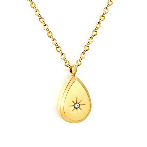 Collar para mujer gargantilla minimalista en forma de Gota con una estrella. Joya waterproof de tendencia, resistente al agua y perfecta para looks modernos y juveniles y elegante.