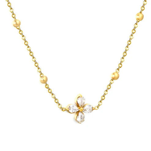 Collar para mujer con pétalos circones. Joya waterproof de diseño inspirador, resistente al agua y perfecta como regalo especial para mujer y elegante.
