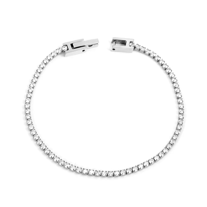 Pulsera Silver plateado para mujer con circones brillantes, joya waterproof ideal para el diario. Resistente al agua, estilo elegante y duradero en tono plateado y elegante.