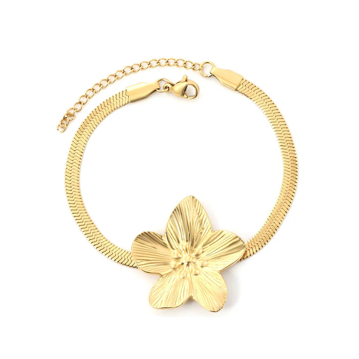 Pulsera Camelia Snake para mujer delgada y elegante en tono dorado. Joya waterproof minimalista ideal para el día a día, resistente al agua y muy duradera y elegante.