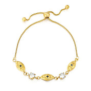Pulsera para mujer cadena con detalles de ojito y brillo que aportan un toque especial y femenino. Joya waterproof llamativa y versátil, resistente al agua, perfecta para looks creativos y juveniles.