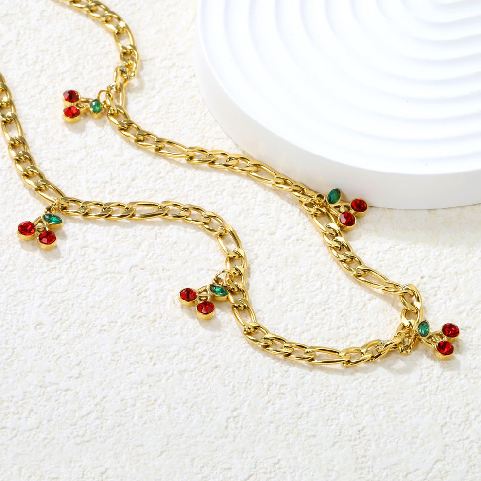 Collar Charms Cherry Waterproof: Acero 316L Oro 18k | Azzia Joyeria