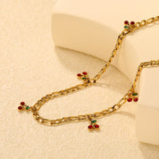 Collar Charms Cherry Waterproof: Acero 316L Oro 18k | Azzia Joyeria