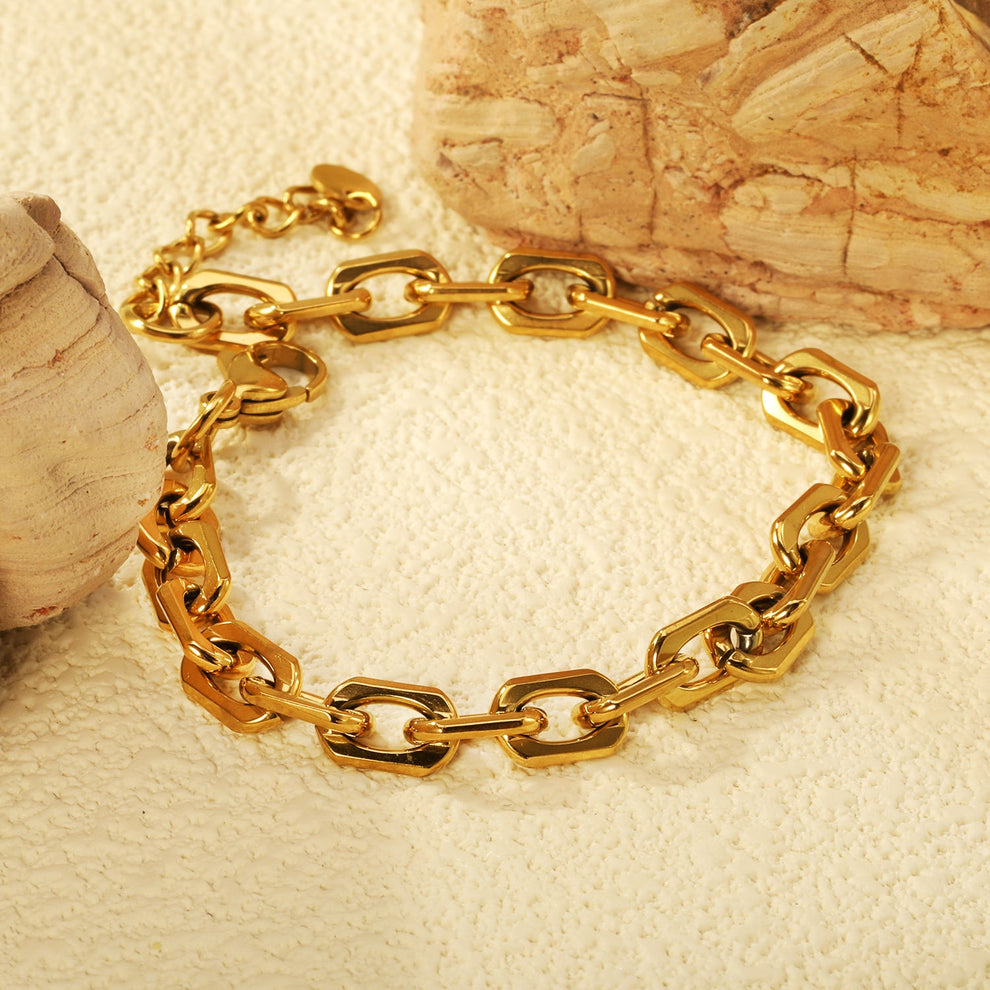 Pulsera Eslabones Camila Waterproof - Joya en acero inoxidable enchapado en oro 18k - Azzia joyería