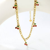 Collar Charms Cherry Waterproof: Acero 316L Oro 18k | Azzia Joyeria