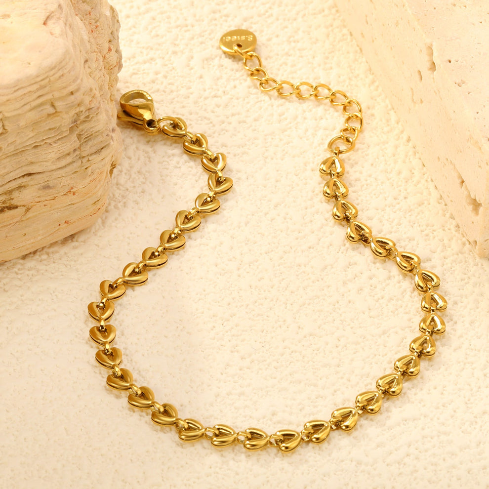 Pulsera con eslabones de corazón - Azzia Joyería 