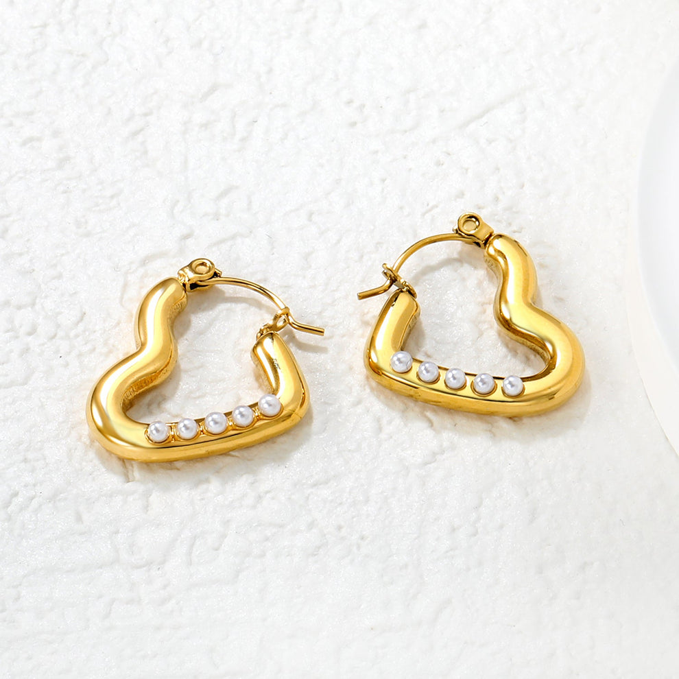 Aretes Corazón con Brillo Waterproof: Acero 316L Oro 18k | Azzia