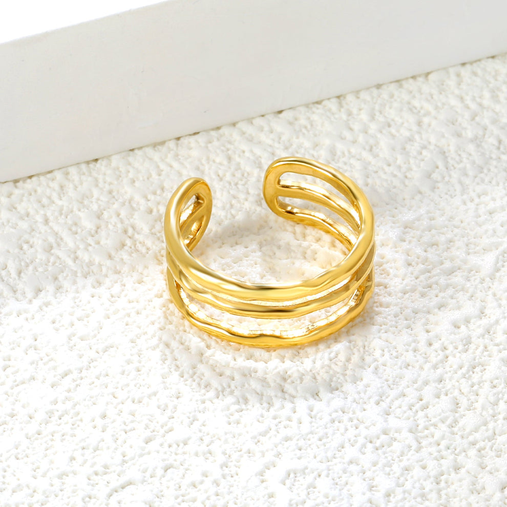 Anillo Ondas Gold Waterproof regulable