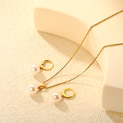 Set Collar y Aretes Perla Minimalista Waterproof