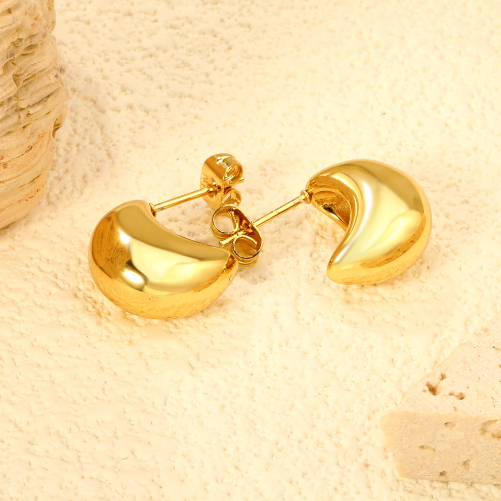 Aretes  Curvos Sora de Acero Inoxidable | Azzia Joyería