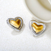 Aretes Corazón Bicolor Waterproof en Azzia joyería