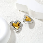 Aretes Corazón Bicolor Waterproof en Azzia joyería