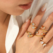 Anillo Doble Gota Waterproof: Acero Inoxidable 316L Oro 18k | Azzia