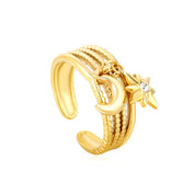 Anillo Estrella y luna, resistente a el agua y sudor - AZZIA JOYERIA 