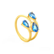 Anillo gema azul, resisten a el agua y sudor - AZZIA JOYERIA 