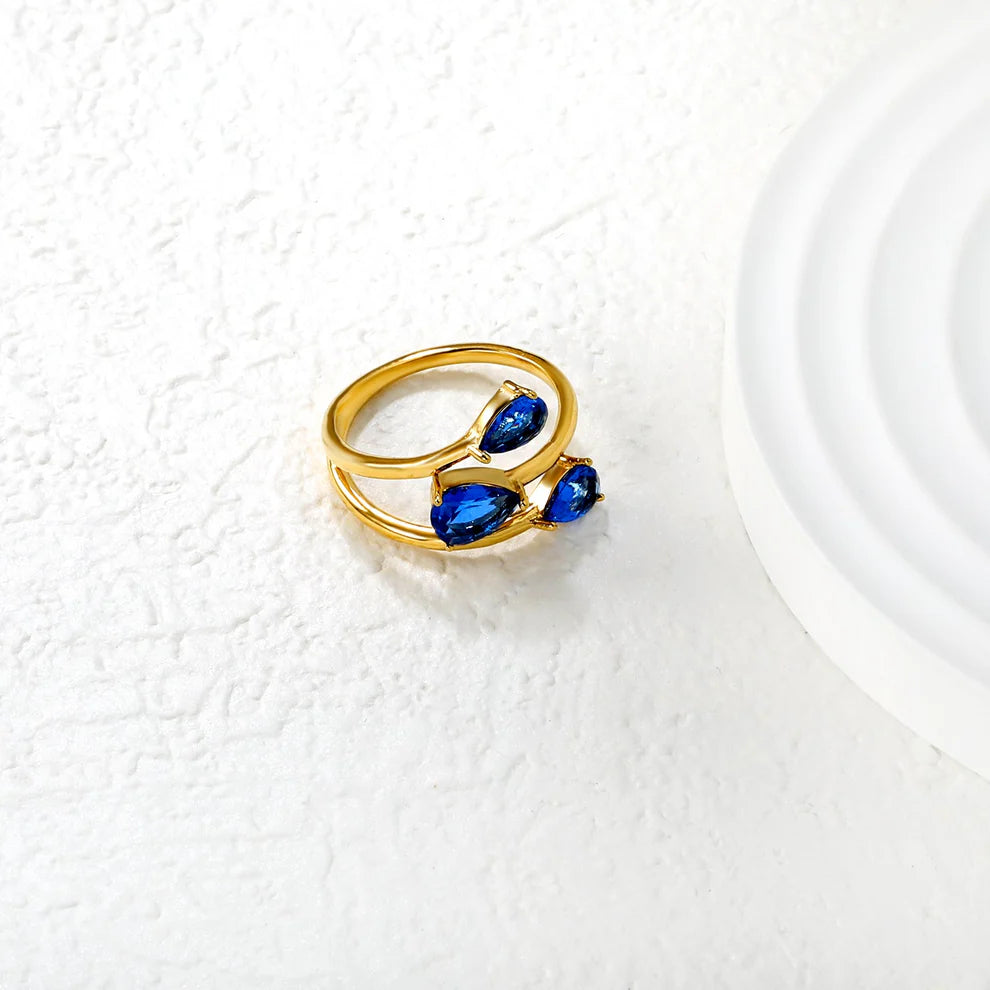 Anillo enchapado en oro 18K PVD - AZZIA JOYERIA 