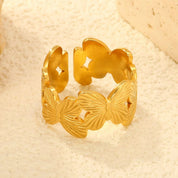 Anillo Mariposa Regulable Waterproof: Acero 316L Oro 18k | Azzia