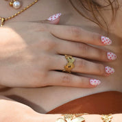 Anillo Mariposa Regulable Waterproof: Acero 316L Oro 18k | Azzia