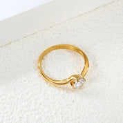 Anillo punto de luz con circón elegante - AZZIA JOYERIA