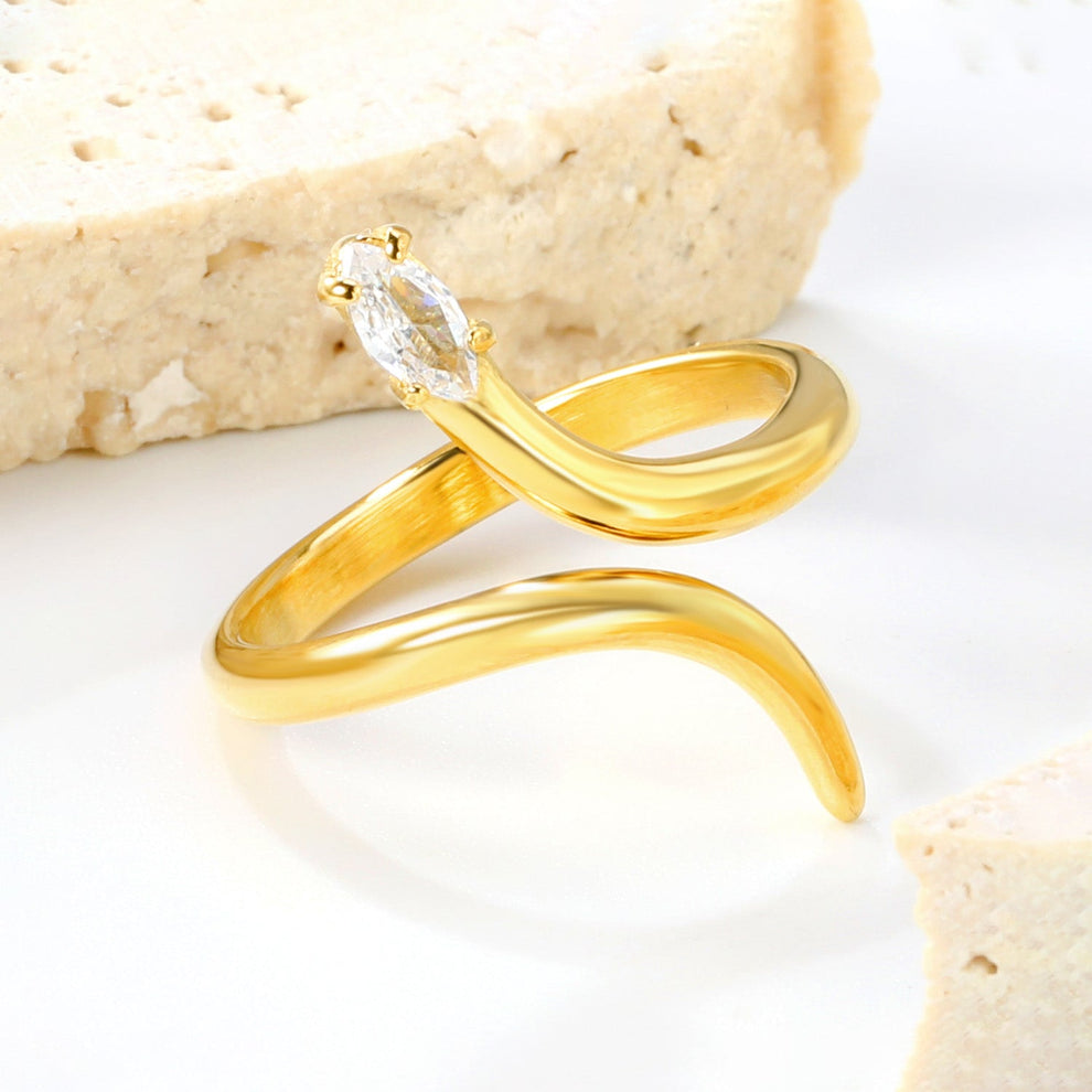 Anillo dorado en acero inoxidable - AZZIA JOYERIA 