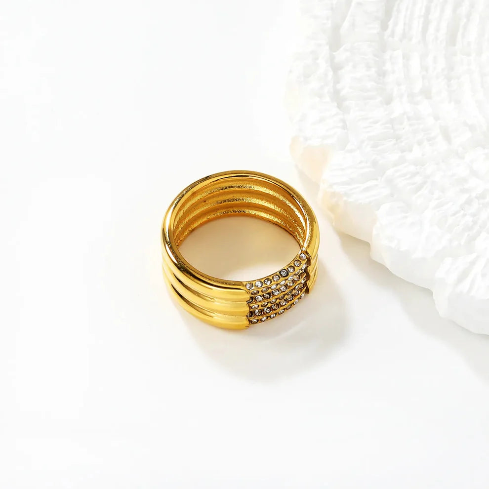 Anillo Triple Gold Waterproof    - AZZIA JOYERIA