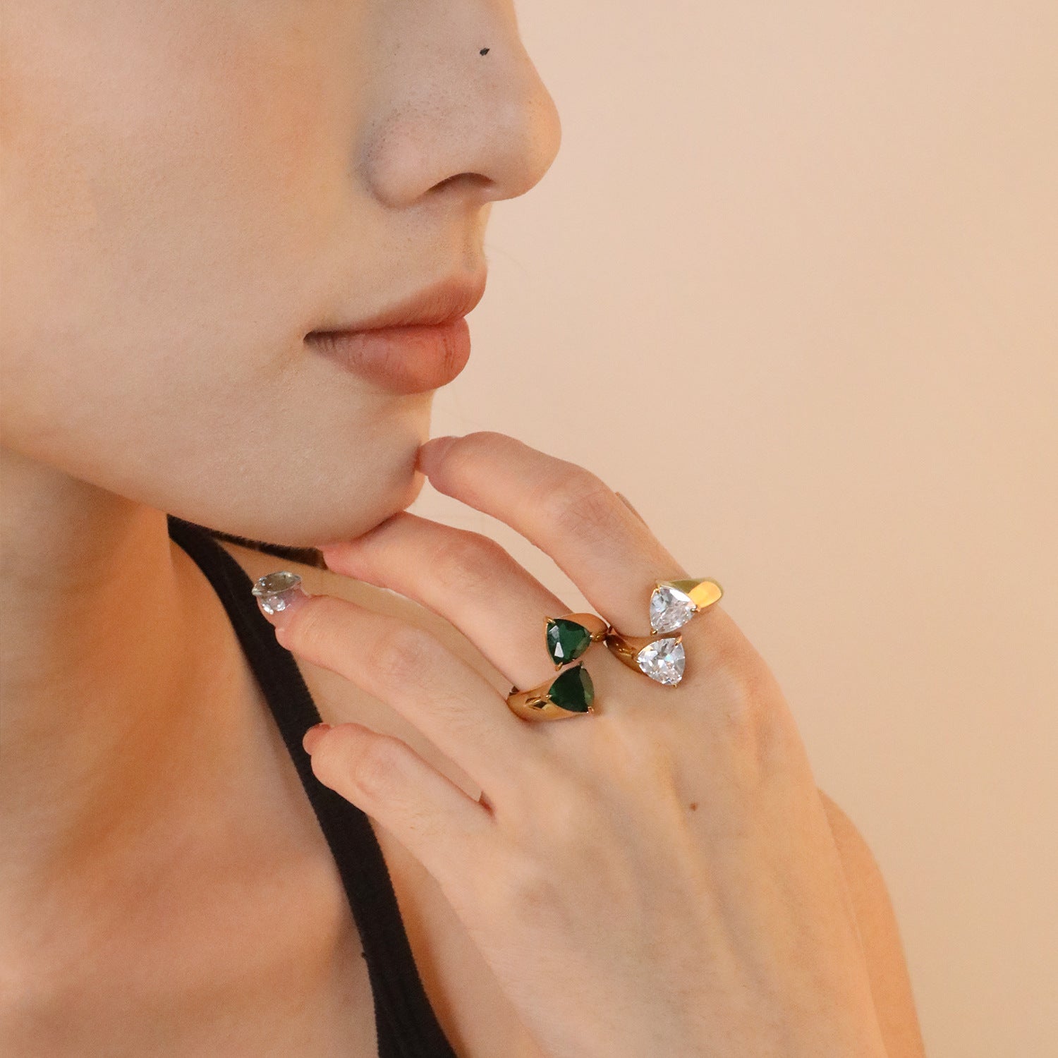 Anillo Doble Cristal Sirena Waterproof en Azzia joyería
