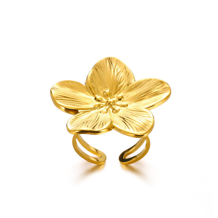Anillo Camelia Waterproof - Joya en acero inoxidable enchapado en oro 18k - Azzia joyería