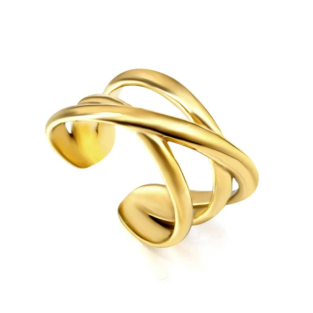Anillo Cruzado Waterproof - Joya en acero inoxidable enchapado en oro 18k - D'Merys