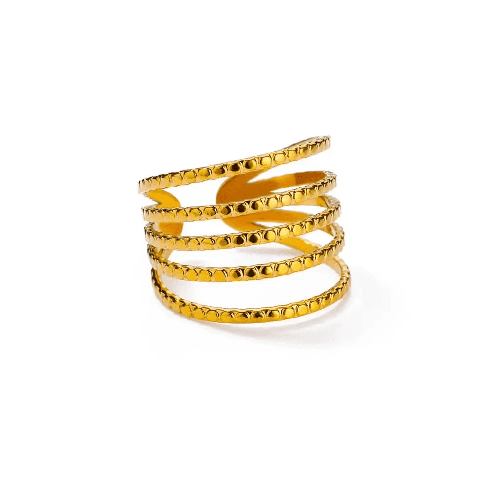 Anillo Cuádruple Regulable Waterproof - Joya en acero inoxidable enchapado en oro 18k - D'Merys