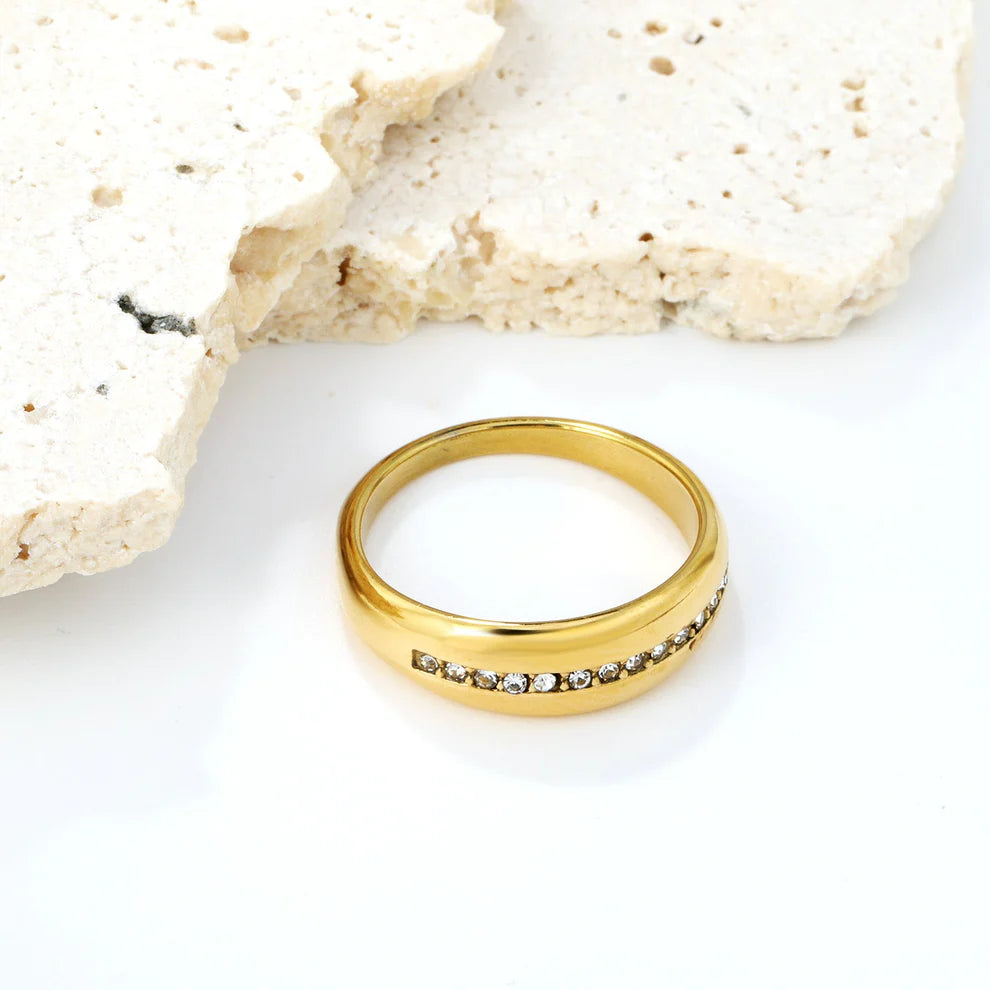 Anillo Destellos Chunky Waterproof - Joya en acero inoxidable enchapado en oro 18k - Azzia