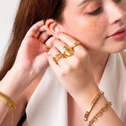 Anillo Dual Chunky Waterproof - Joya en acero inoxidable enchapado en oro 18k - D'Merys