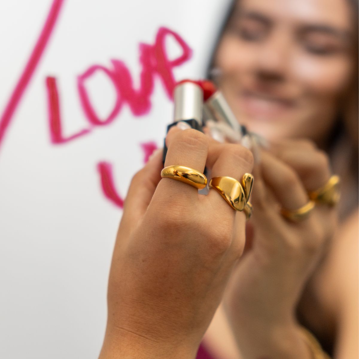 Anillo Dual Chunky Waterproof - Joya en acero inoxidable enchapado en oro 18k - D'Merys