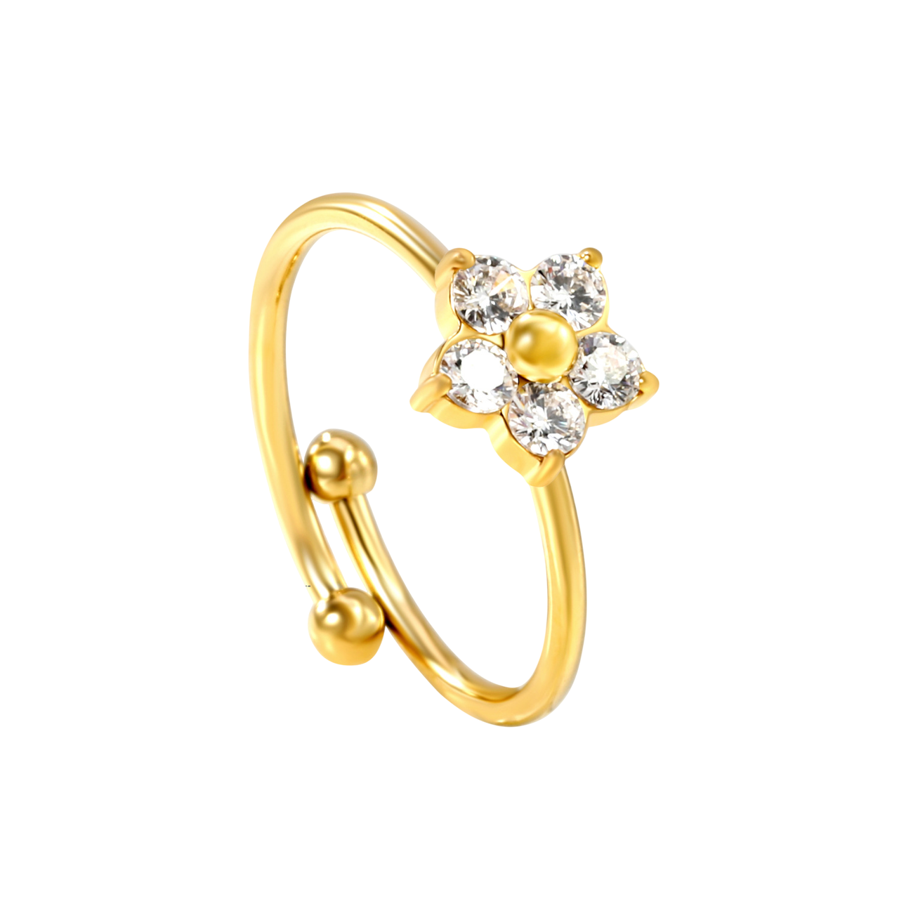 Anillo Florencia Circón Waterproof - Joya en acero inoxidable enchapado en oro 18k - D'Merys