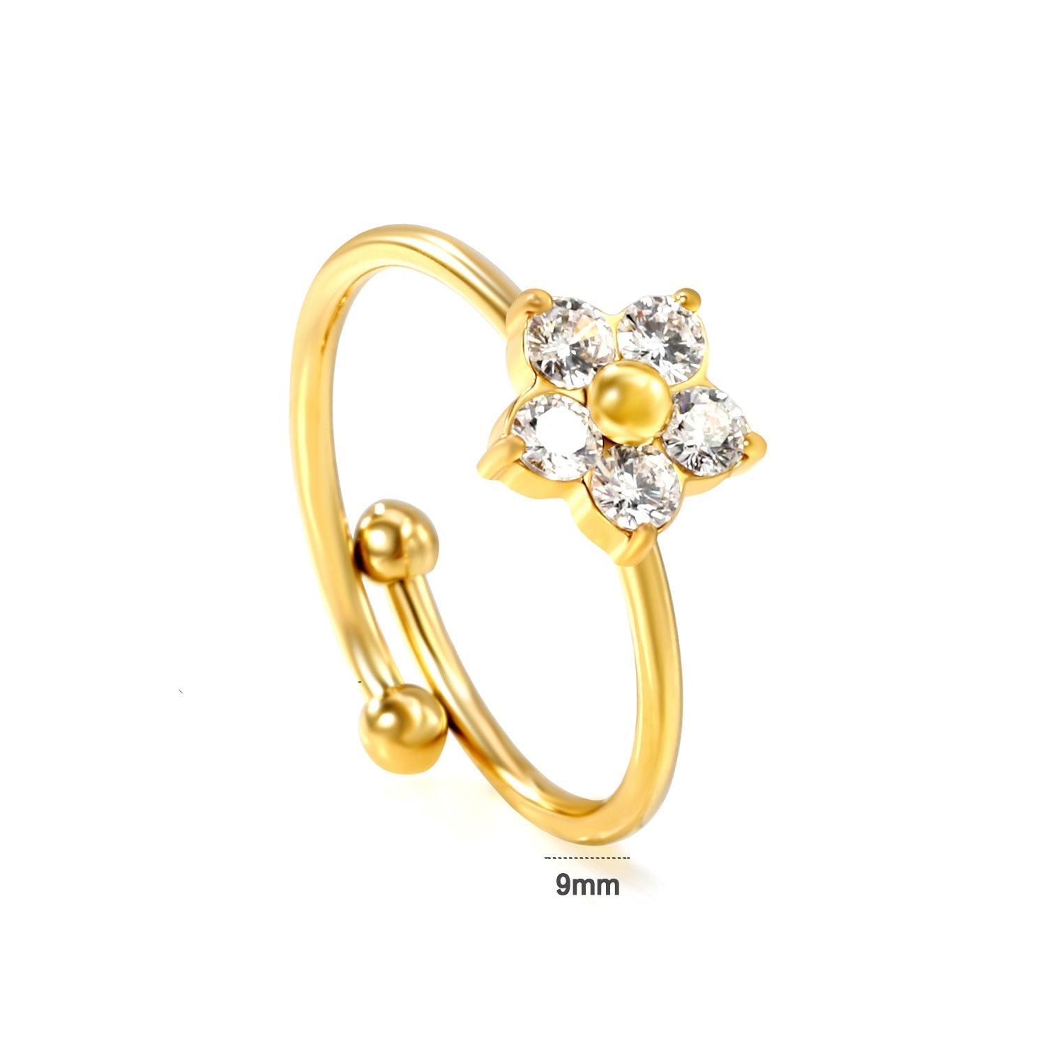 Anillo Florencia Circón Waterproof - Joya en acero inoxidable enchapado en oro 18k - D'Merys
