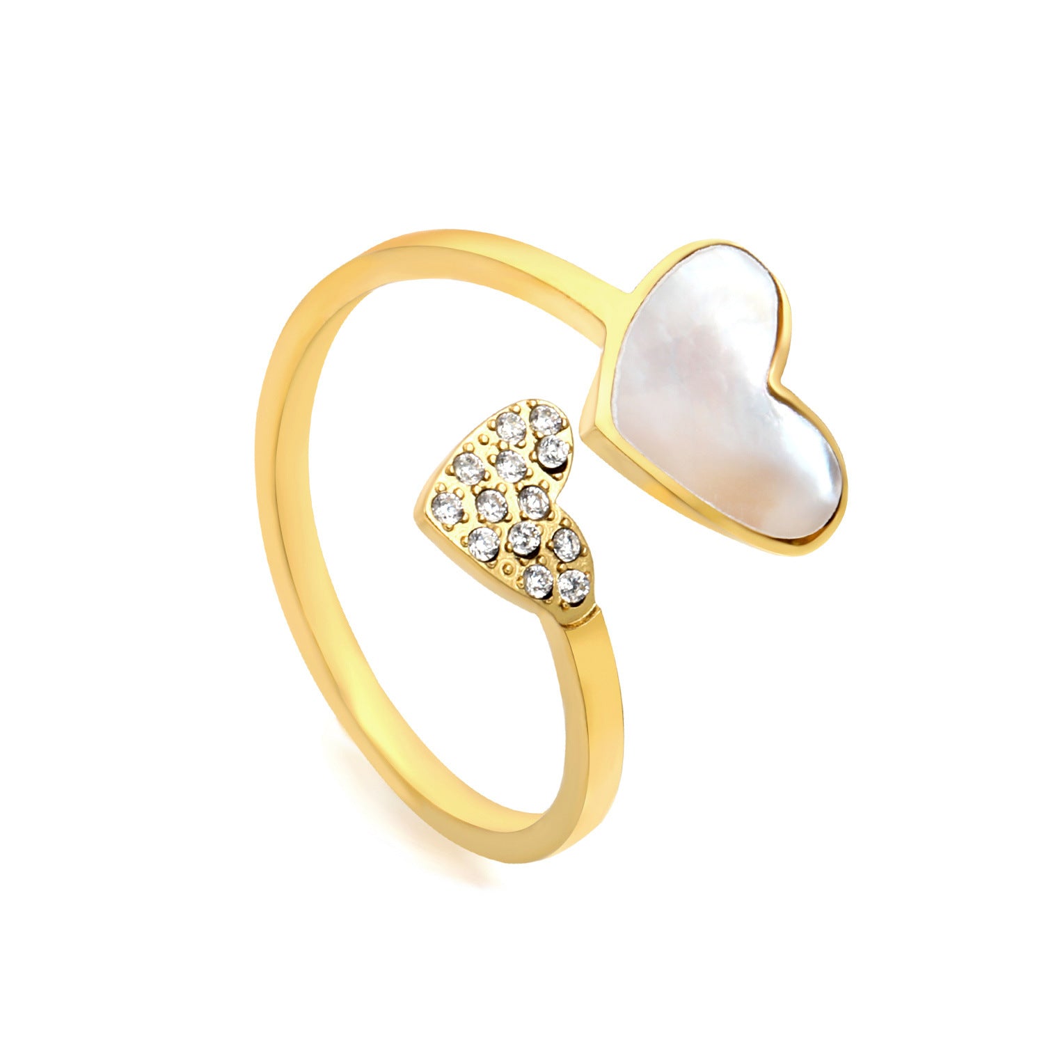 Anillo Heart Nácar Waterproof - Joya en acero inoxidable enchapado en oro 18k - D'Merys