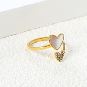 Anillo Heart Nácar Waterproof - Joya en acero inoxidable enchapado en oro 18k - Azzia joyería