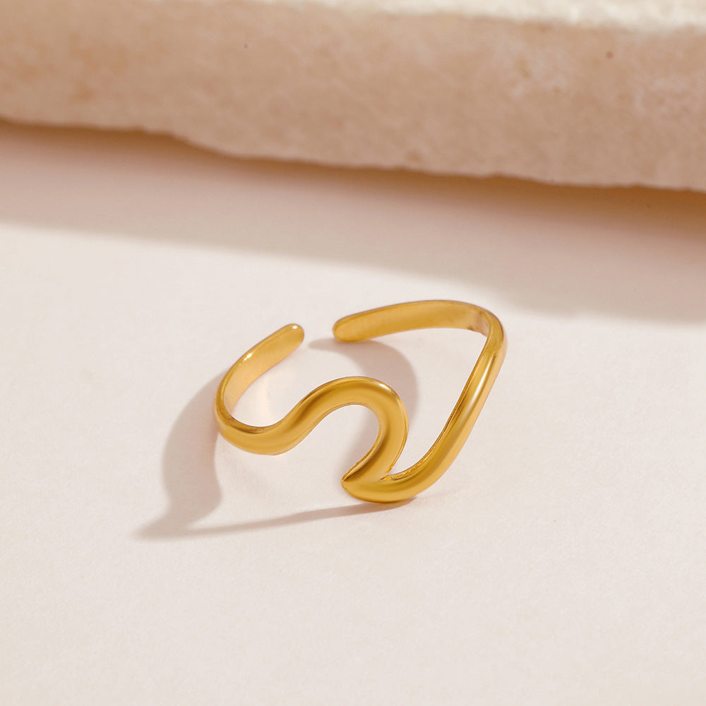 Anillo Ola Regulable Waterproof - Joya en acero inoxidable enchapado en oro 18k - D'Merys