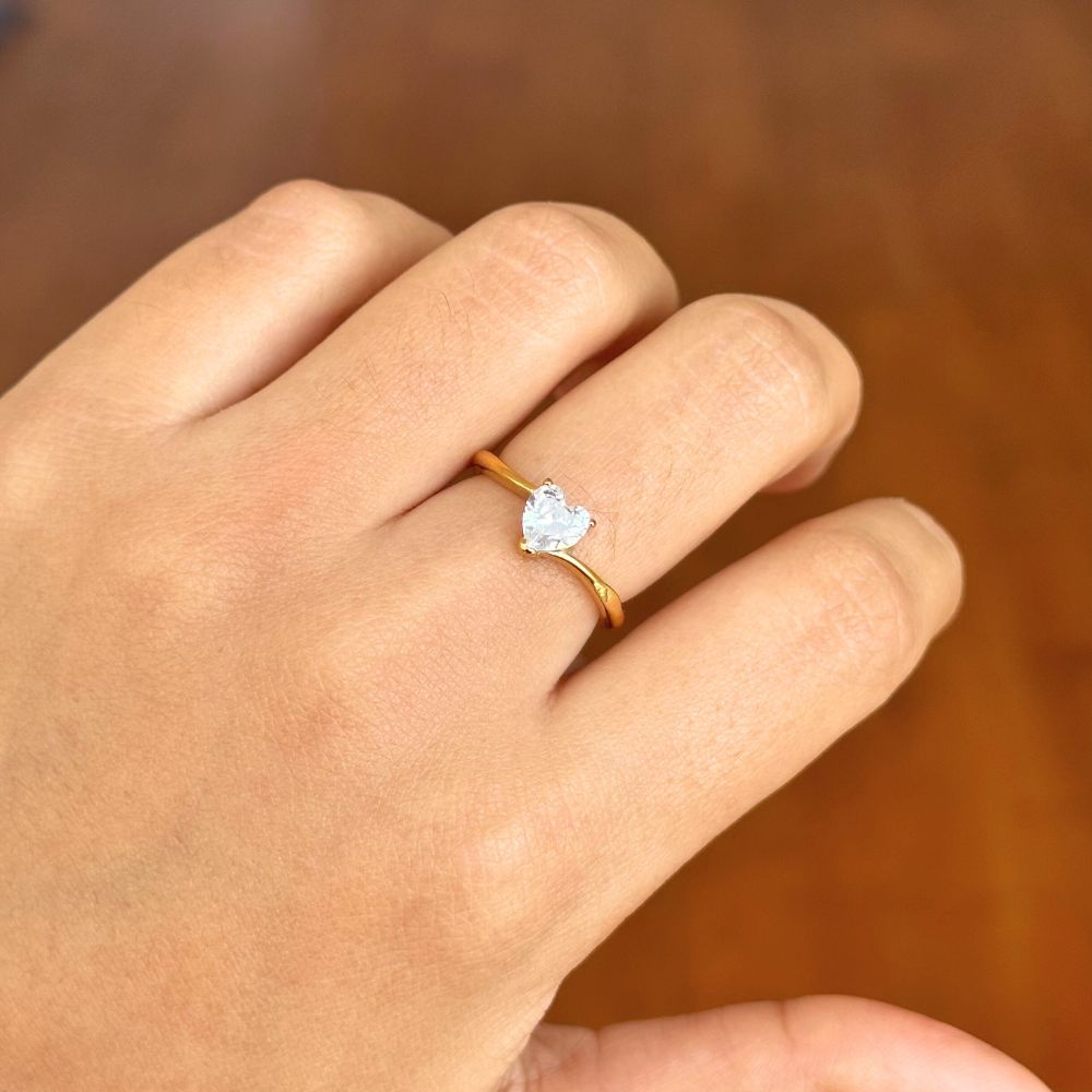 Anillo Promesa Cristel Waterproof - Joya en acero inoxidable enchapado en oro 18k - D'Merys