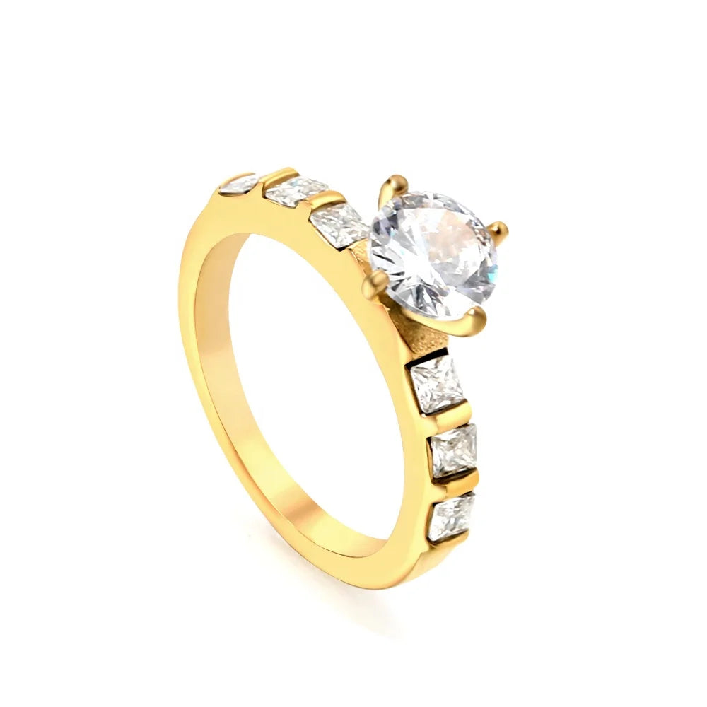 Anillo Promesa Diamond Circones Waterproof - Joya en acero inoxidable enchapado en oro 18k - D'Merys