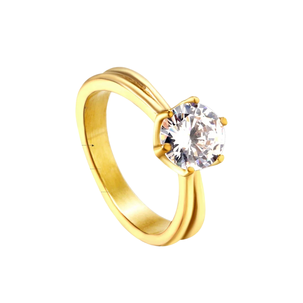 Anillo Promesa Elegante Waterproof - Joya en acero inoxidable enchapado en oro 18k - D'Merys
