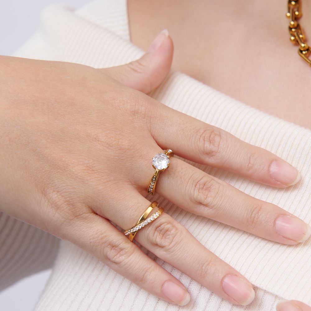 Anillo Promesa Encanto Waterproof - Joya en acero inoxidable enchapado en oro 18k - Azzia